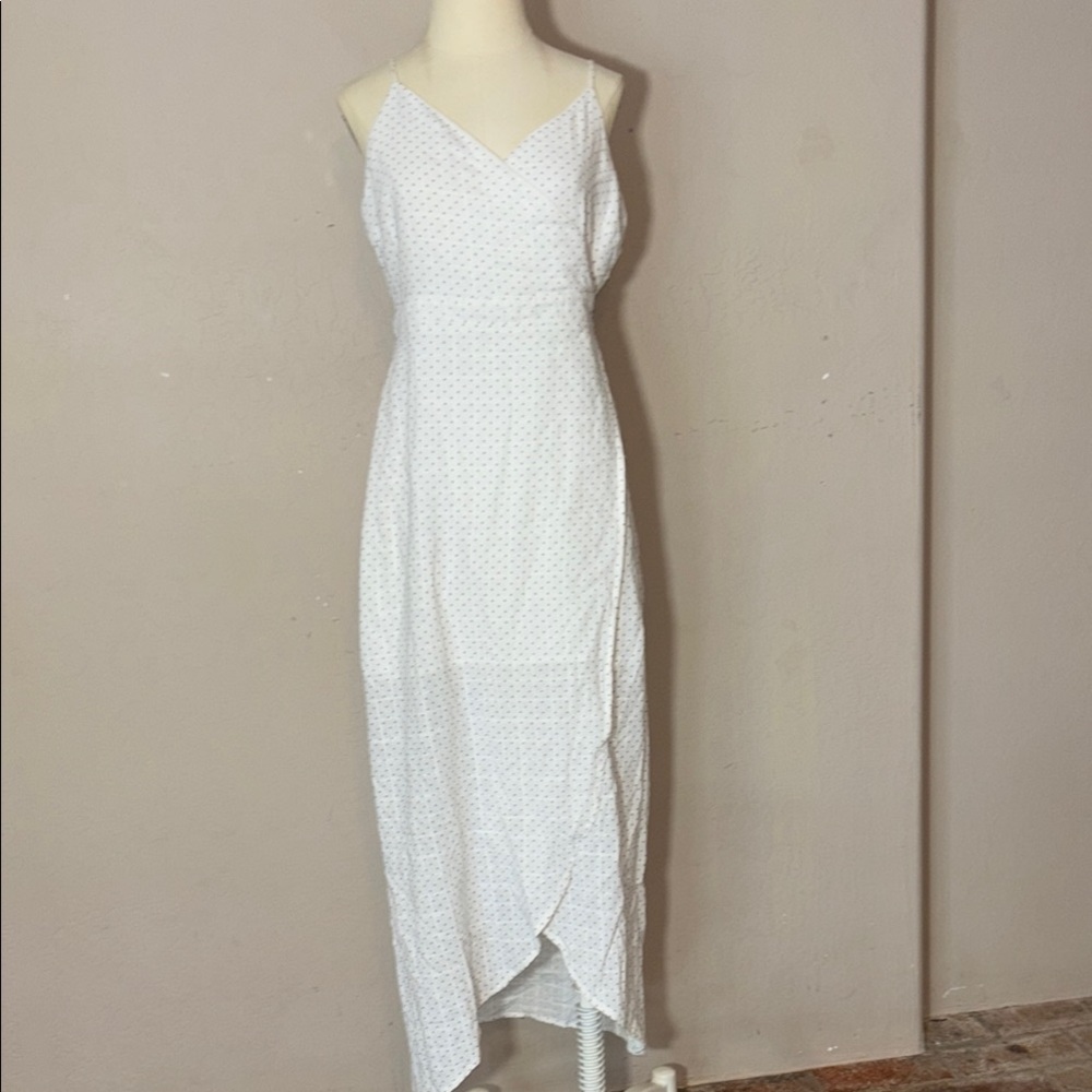 Line and dot Elegant White and grey dots Spaghetti Strap Dress